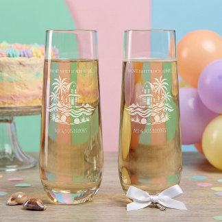 Home Sweet Beach Home Mr & Mrs Housewarming Stemless Champagne Flute