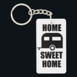 Home Sweet Camper Trailer Keychain<br><div class="desc">A graphic camper trailer design with the text Home Sweet Home on a keychain.</div>