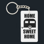Home Sweet Camper Trailer Keychain<br><div class="desc">A graphic camper trailer design with the text Home Sweet Home on a keychain.</div>
