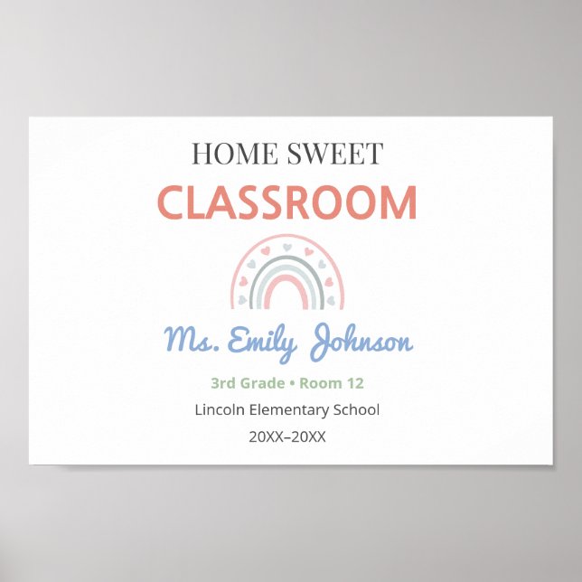 Home Sweet Classroom Sign with Teacher Name (Front)