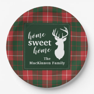 Home Sweet Family Christmas Tartan MacKinnon Paper Plates