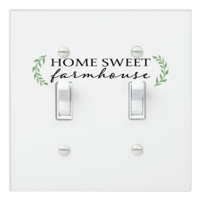 Home Sweet Farmhouse Green Botanical Leaves Light Switch Cover (In Situ)