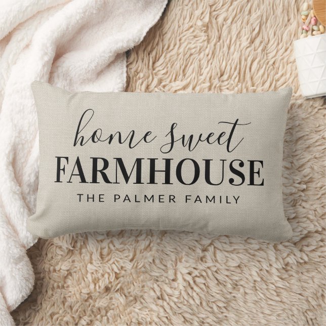 Home Sweet Farmhouse Monogram Throw Pillow (Blanket)