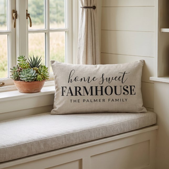 Home Sweet Farmhouse Monogram Throw Pillow (Creator Uploaded)