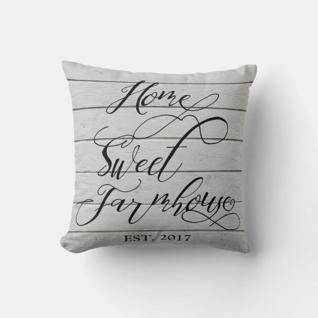 Home Sweet Farmhouse Shiplap Throw Pillow (Front)