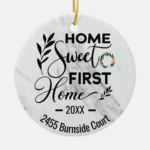 Home Sweet First Home 2023 Personalized Address Ceramic Ornament