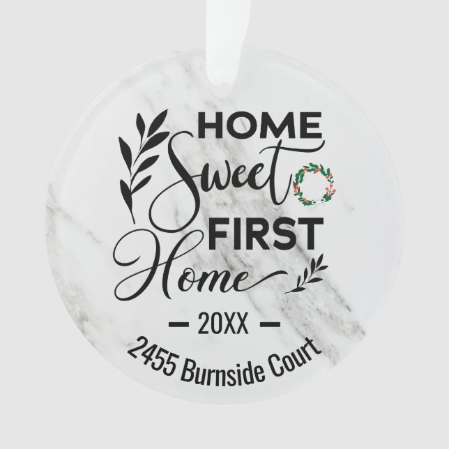 Home Sweet First Home 2023 Personalized Address Ornament (Front)