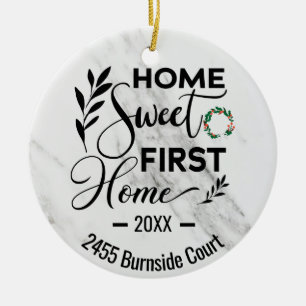 Home Sweet First Home 2024 Personalized Address Ceramic Ornament