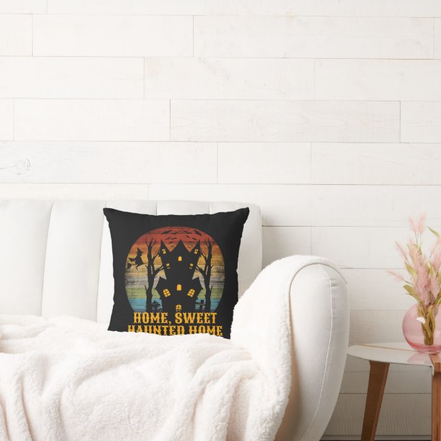 HOME SWEET HAUNTED HOME funny halloween            Throw Pillow (Couch)