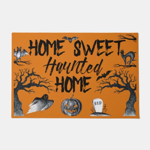 Home Sweet Haunted Home Halloween Doormat