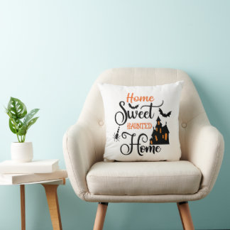 Home sweet Haunted Home Halloween Throw Pillow