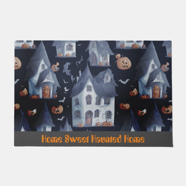 Home Sweet Haunted Home Personalized Halloween Doormat (Front)