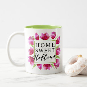 Home Sweet Holland: Pink Tulips Dutch Tulpen Gift Two-Tone Coffee Mug