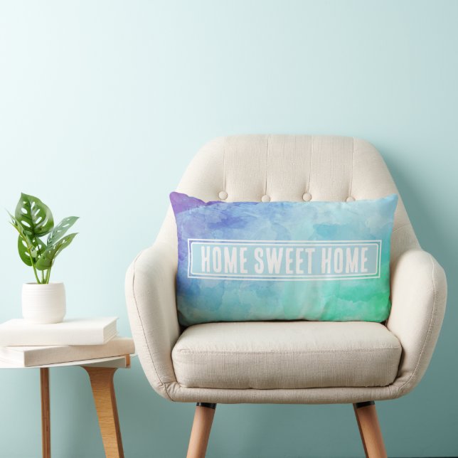 Home Sweet Home Abstract Watercolor Lumbar Pillow (Chair)