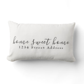 Home Sweet Home & Address | Script | White Lumbar Pillow