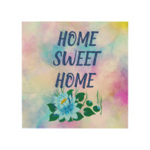 Home sweet home beautiful blue flower watercolor