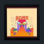 Home Sweet Home Beige Gift Box<br><div class="desc">Size: Large 7.125" Square w/6" Tile Hold your valuables in this beautiful keepsake box. Made of lacquered wood, the jewelry box comes in golden oak, ebony black, emerald green, and red mahogany. Soft felt protects your jewelry and other collectibles. Dimensions: Box: 7.125"l x 7.125"w x 2.5"h Tile: 6"l x 6"w...</div>