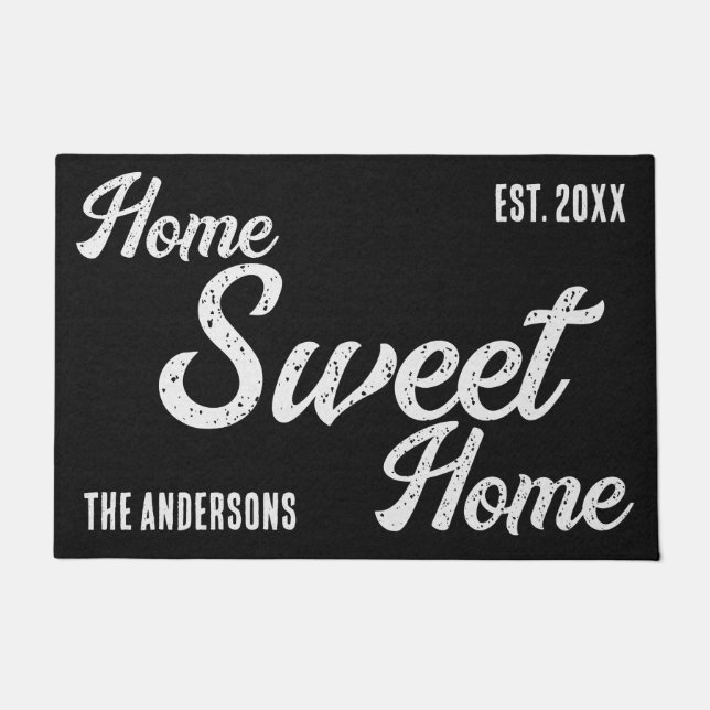 Home Sweet Home Black Personalized Doormat (Front)