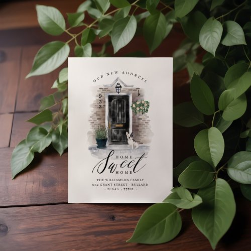 Home Sweet Home Black Watercolor Door  Brick Home Announcement