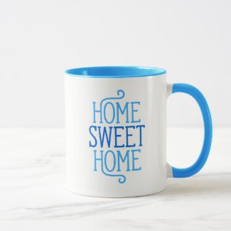 Home Sweet Home Blue and White Mug