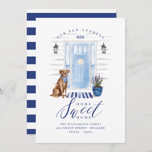 Home Sweet Home Blue Coastal Watercolor Door  Dog Announcement