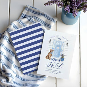 Home Sweet Home Blue Coastal Watercolor Door & Dog Announcement