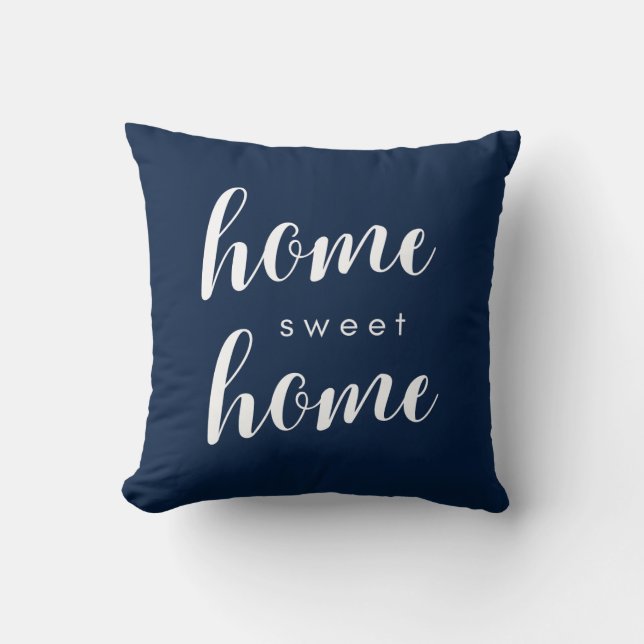 Home Sweet Home Blue colored Pillow (Front)