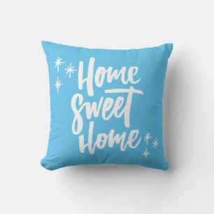 Home Sweet Home Blue With White Lettering Throw Pillow