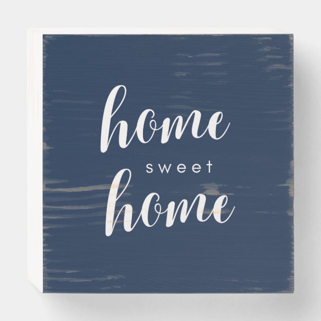 Home Sweet Home Blue Wooden Box Sign (Front Horizontal)