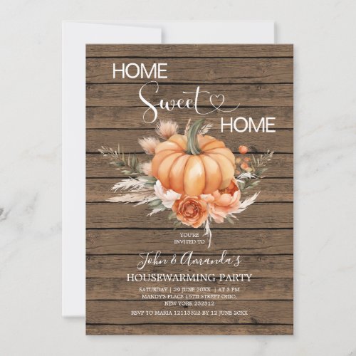 Home Sweet Home Boho Pumpkin Housewarming Party Invitation