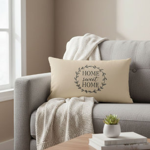 Home Sweet Home Botanical Wreath Lumbar Pillow