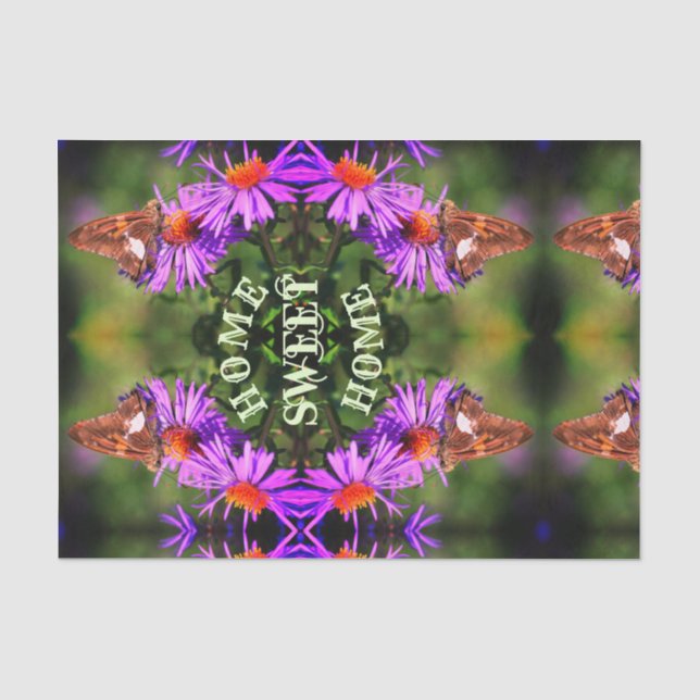 Home Sweet Home Butterfly Flower Decoupage Tissue Paper (Front)