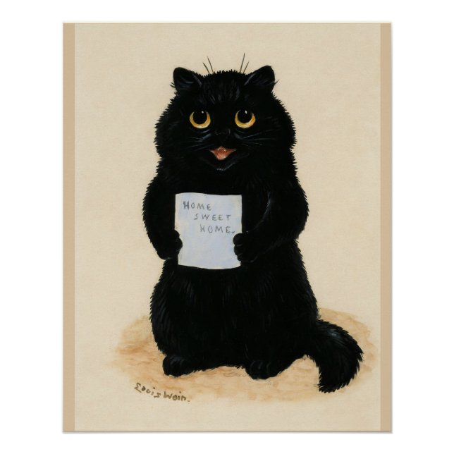 Home Sweet Home By Louis Wain. Black Cat Poster (Front)