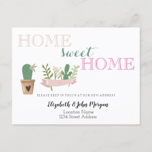 Home Sweet HomeCactus Flower Announceme Announcement Postcard