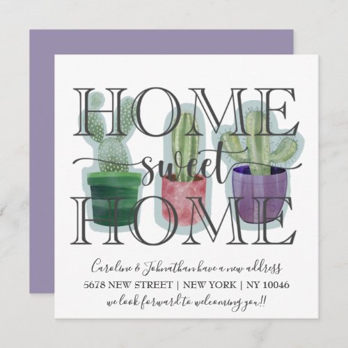 Home Sweet Home Cactus Watercolor Announcement 