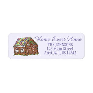 Home Sweet Home Candy Christmas Gingerbread House Label