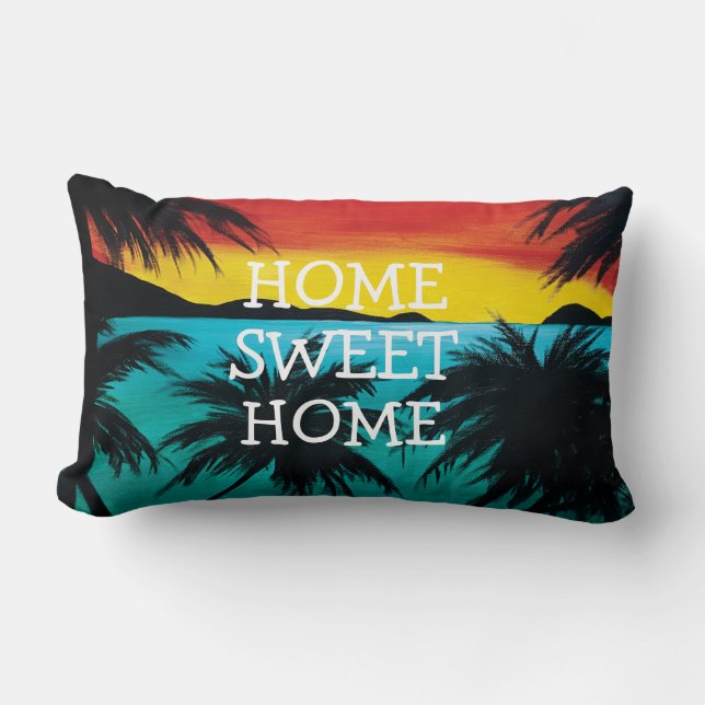 Home Sweet Home, Caribbean Beach Sunset Lumbar Pillow (Front)