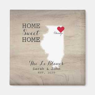 Home Sweet Home   Chicago Illinois Rustic Wood Magnet