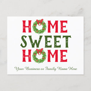 Home Sweet Home Christmas Wreath Holiday Postcard