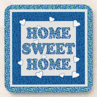 Home Sweet Home Coaster, Blue Mix'n'Match Patterns Beverage Coaster