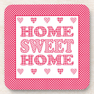 Home Sweet Home Coaster, Red and White Mix'n'Match Beverage Coaster