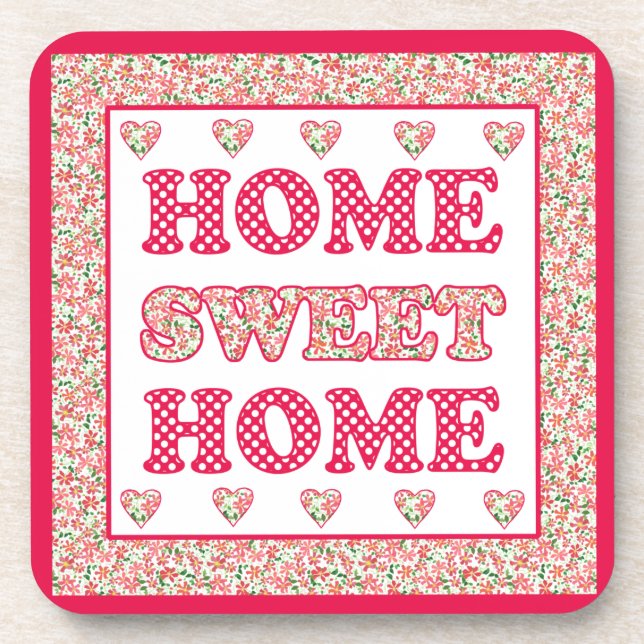 Home Sweet Home Coasters Red and White Mix'n'Match (Front)