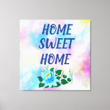 Home Sweet Home Colorful Watercolor Floral Decor