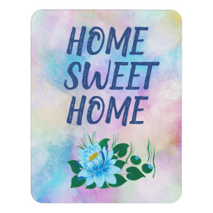 Home Sweet Home Colorful Watercolor Floral Text Door Sign