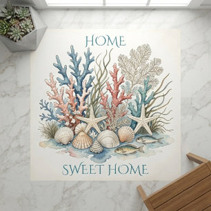 Home Sweet Home Coral Reef Seashell Clams Oysters Floor Decals
