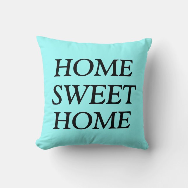 Home Sweet Home, Cotton Throw Pillow, Light blue Pillow (Front)