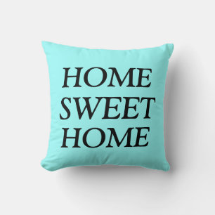 Home Sweet Home, Cotton Throw Pillow, Light blue Throw Pillow