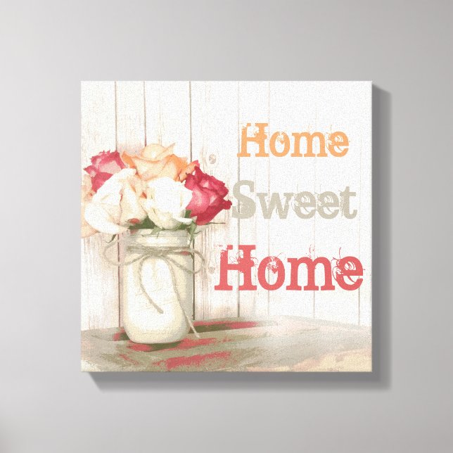 Home Sweet Home Country Mason Jar Wrapped Canvas Print (Front)