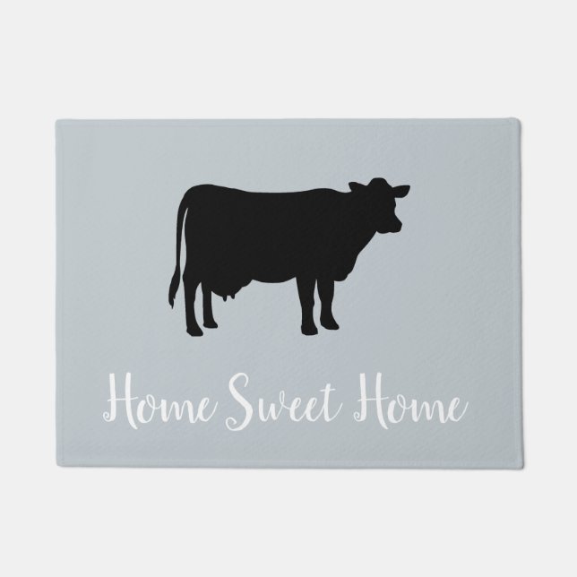 Home Sweet Home Cow Farmhouse Gray Floor Mat (Front)