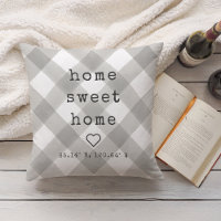 Home Sweet Home Custom Coordinates Throw Pillow